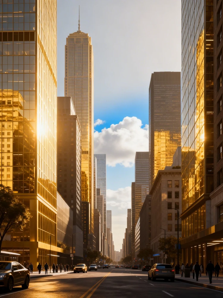 都市阳光写实场景生成