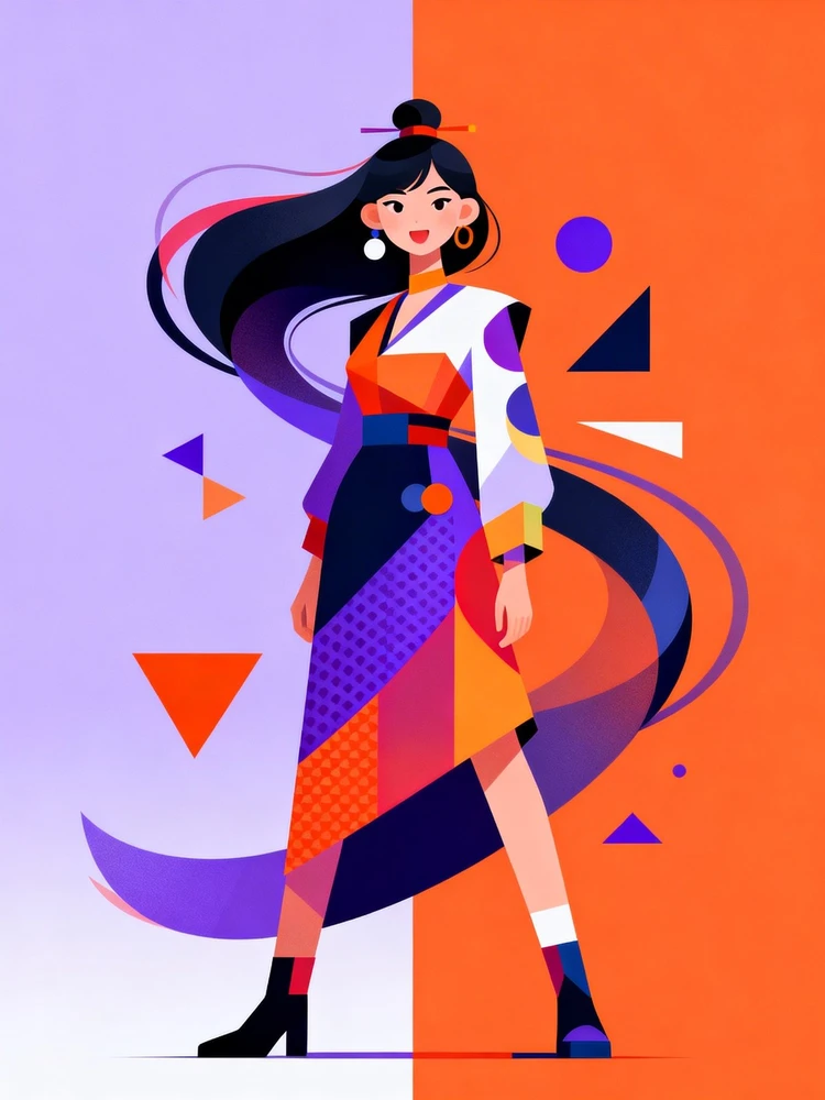 照片变潮玩扁平插画