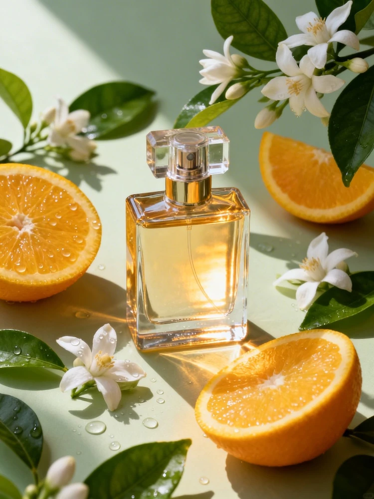 清新柑橘花香产品海报