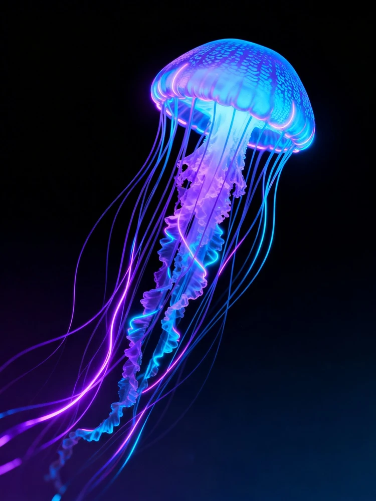海洋生物霓虹流光艺术照