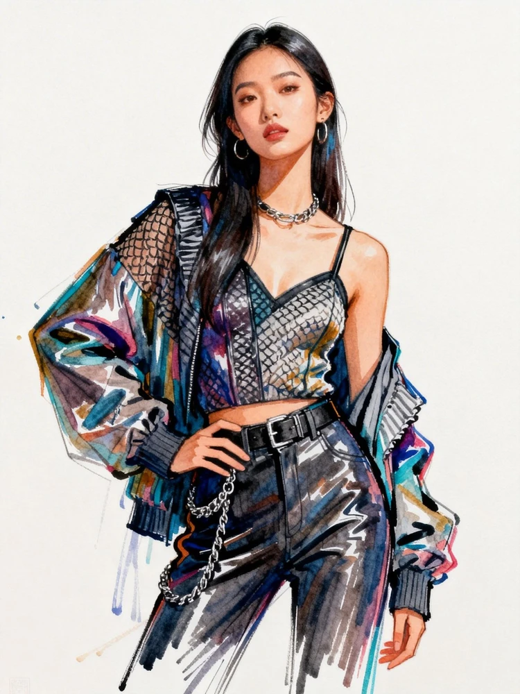 潮流时装手绘效果