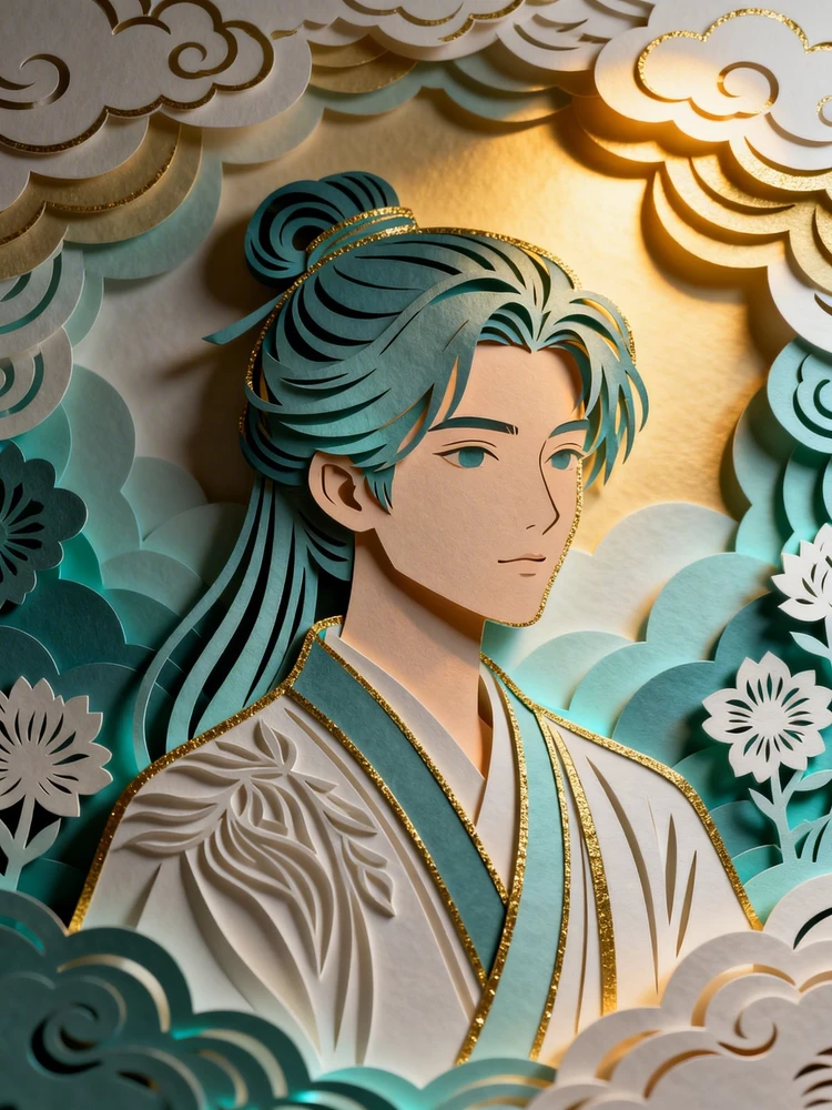 国风剪纸立体人物绘本照