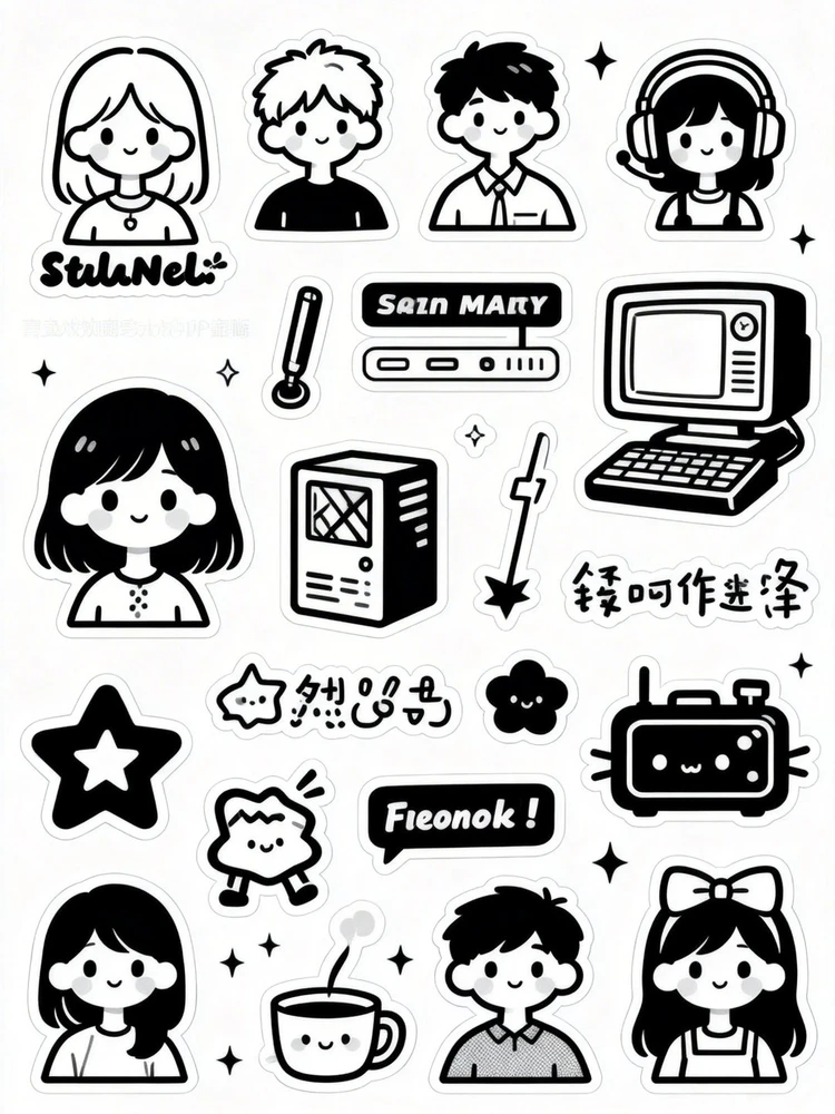 照片变极简黑白手帐插画