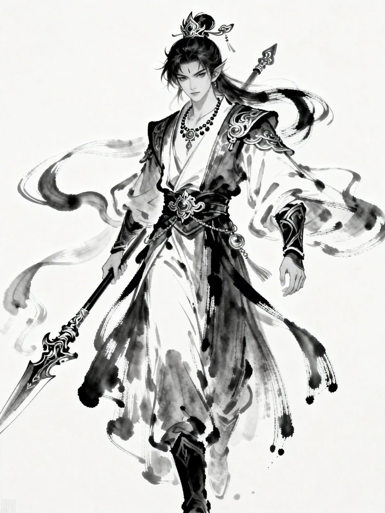 奇幻角色水墨线稿写真