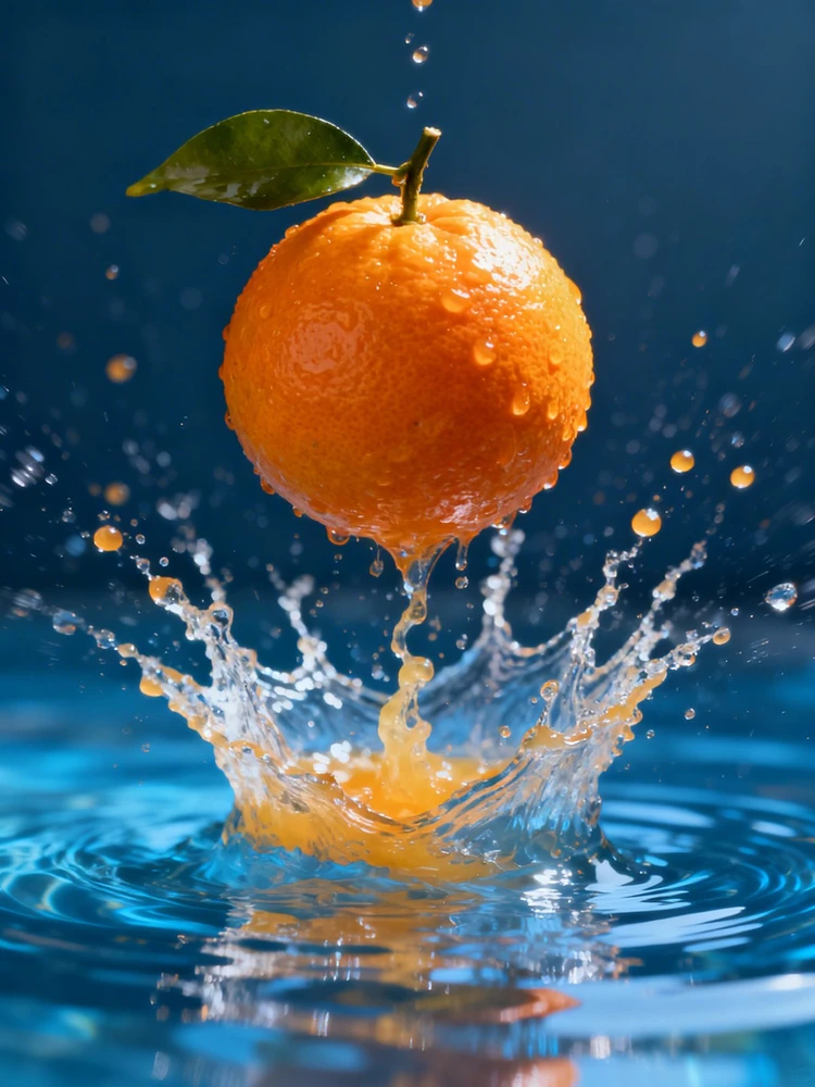水果落水飞溅广告图