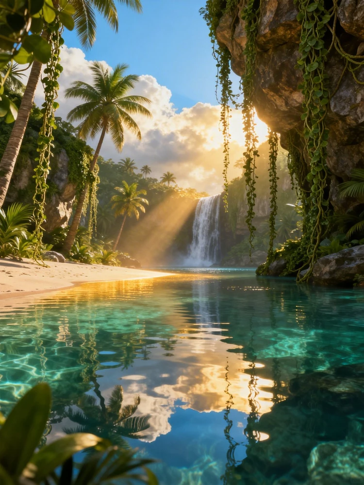 照片变电影级3D绿洲场景