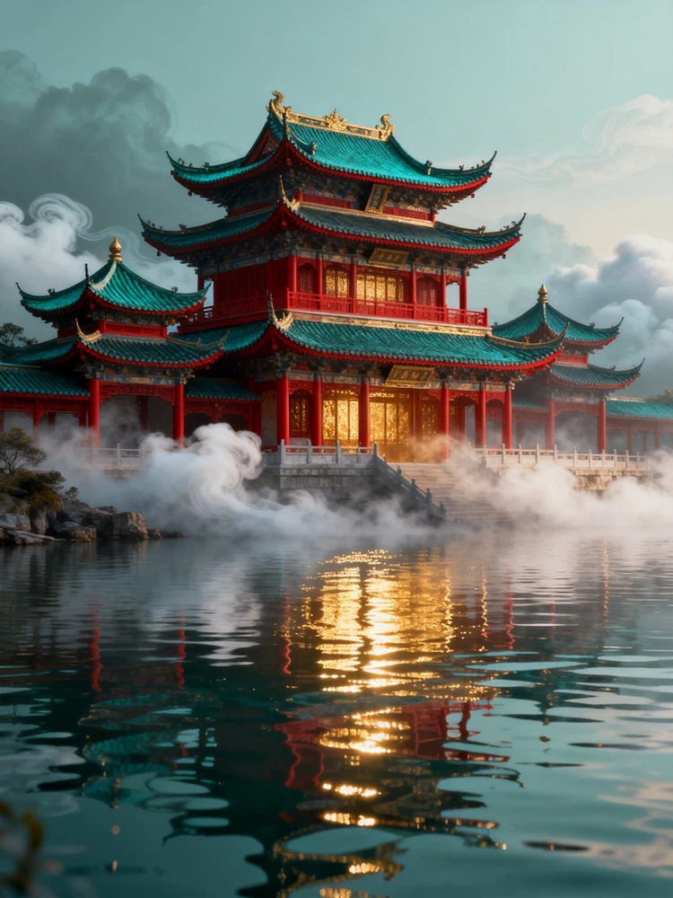 国风仙境建筑场景生成