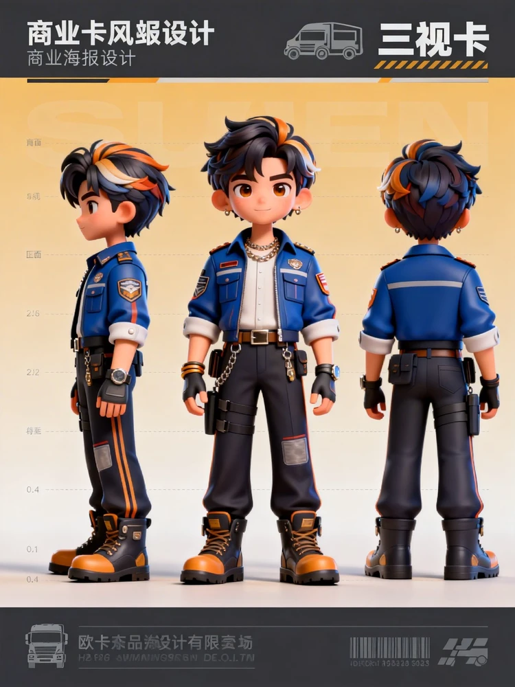 3D职业角色三视图生成