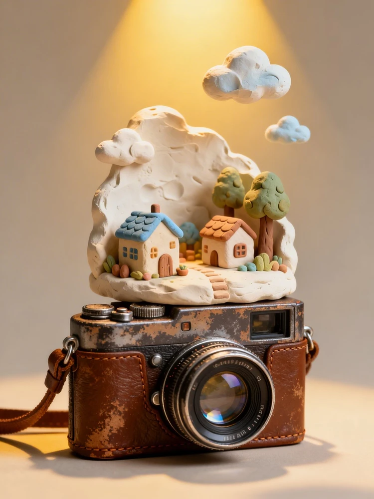 把照片装进相机里的黏土小世界