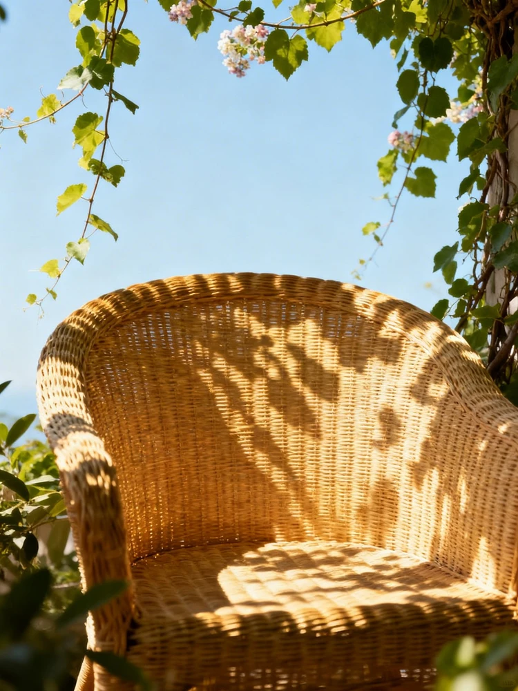 夏日藤编椅商品氛围图