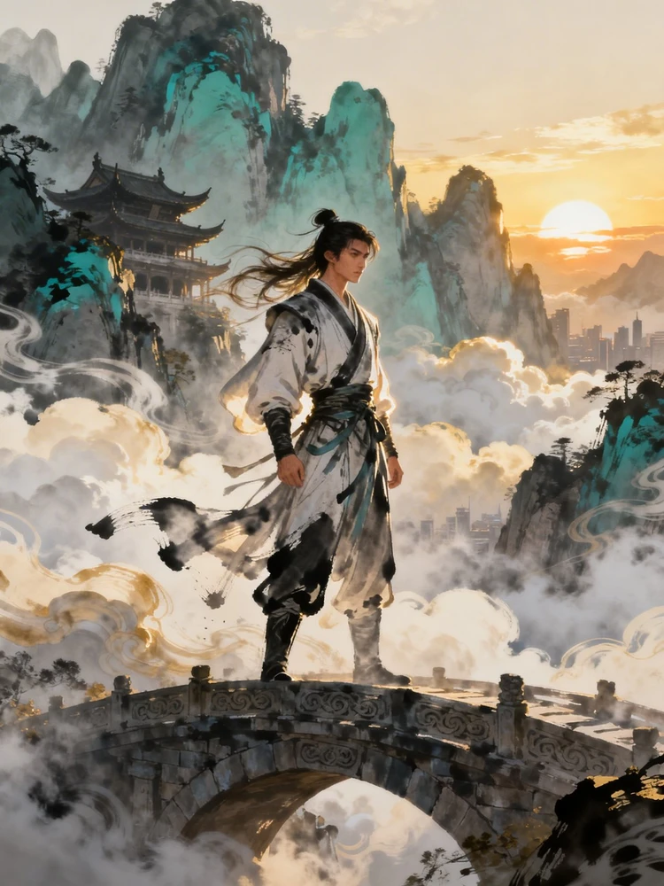 国风武侠奇境插画