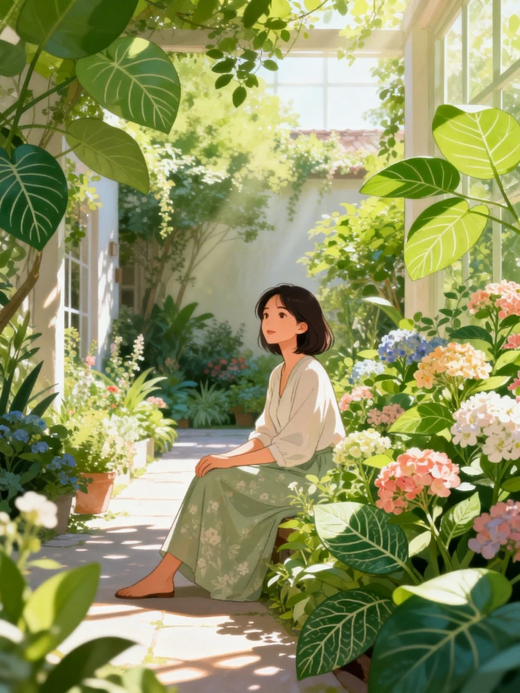 花园治愈系插画写真