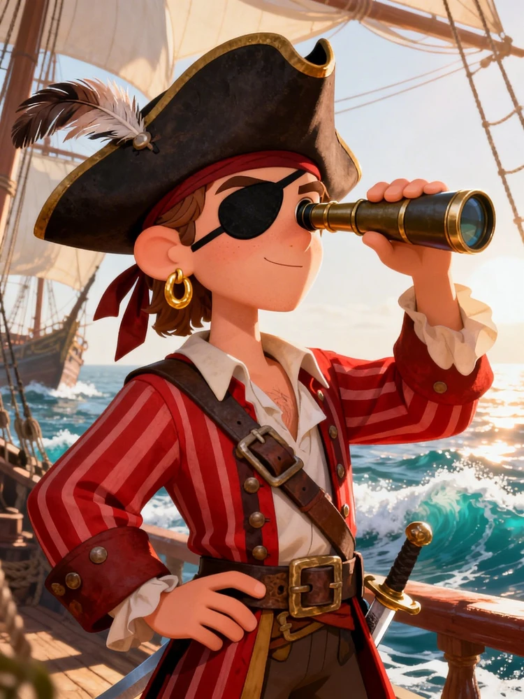 卡通海盗角色形象生成