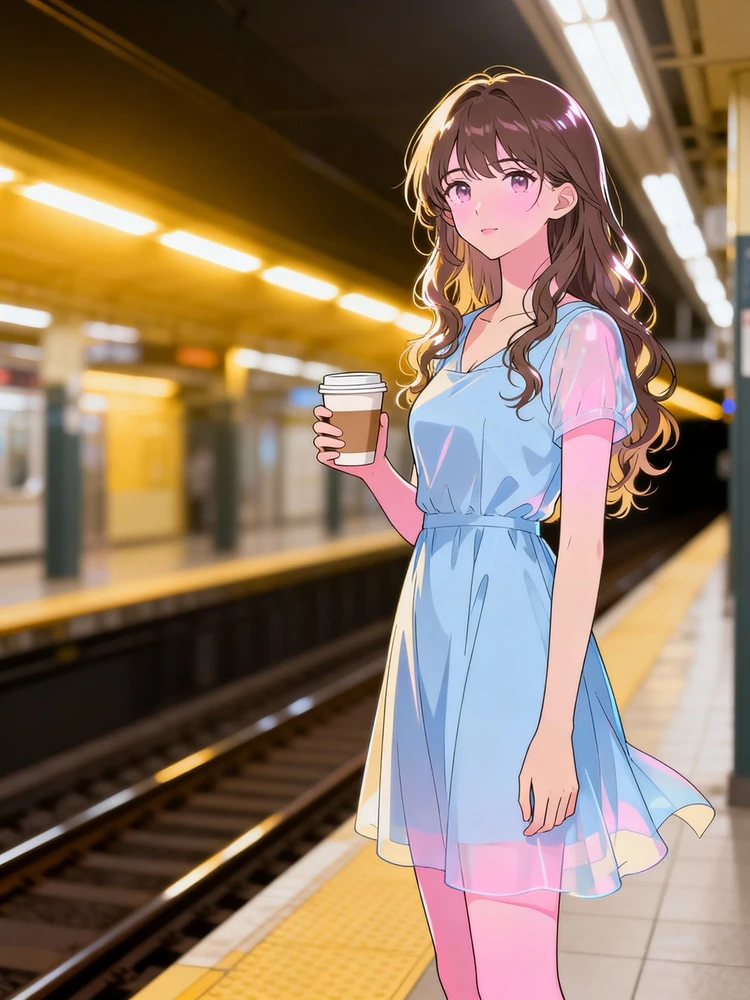 地铁站温柔动漫写真