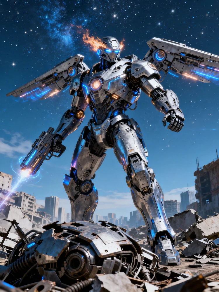 一键生成机甲战士插画