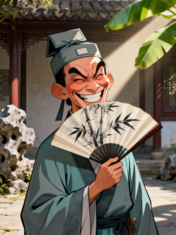 古风讽刺漫画插画