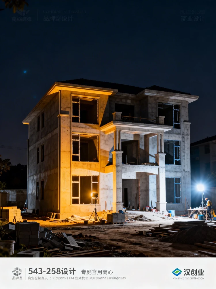 别墅夜间施工效果图