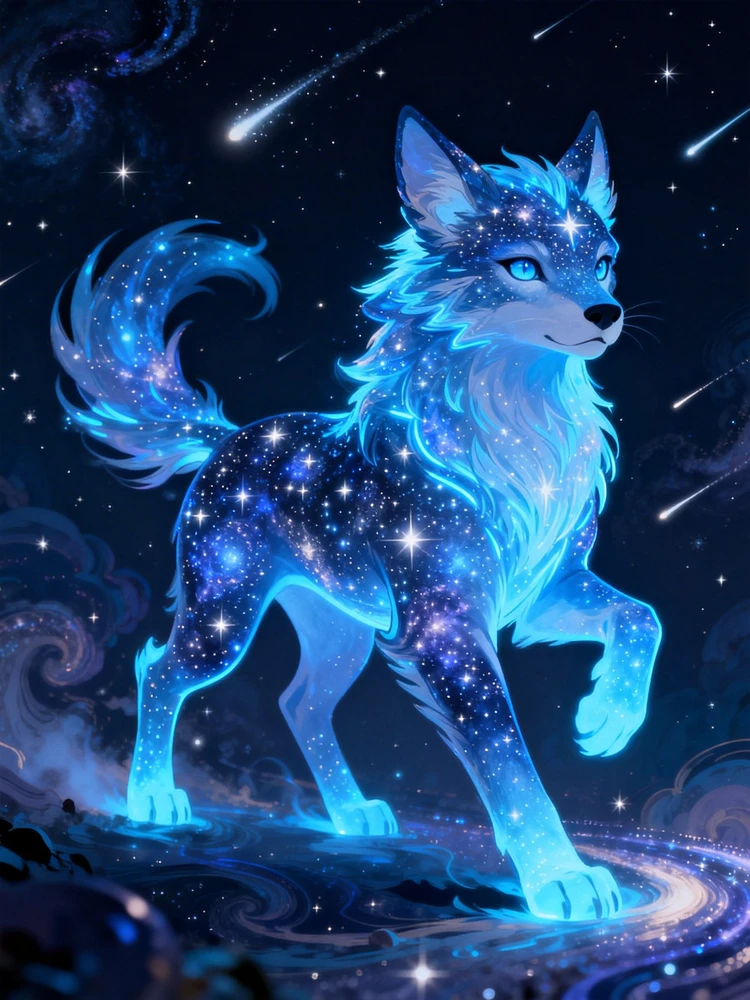 星空灵兽发光插画