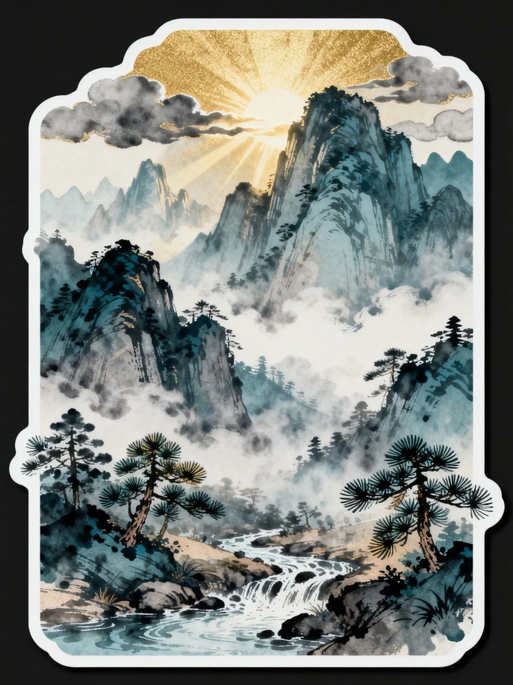 国风山水插画贴纸生成器
