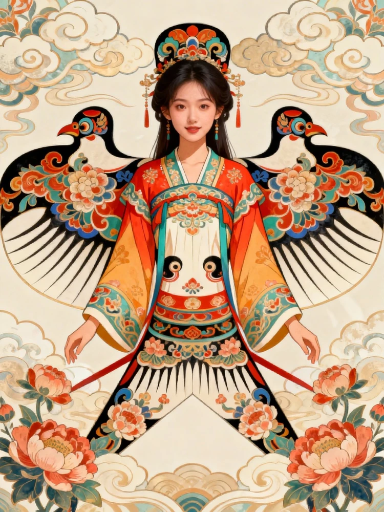 国风彩绘纸鸢变装图