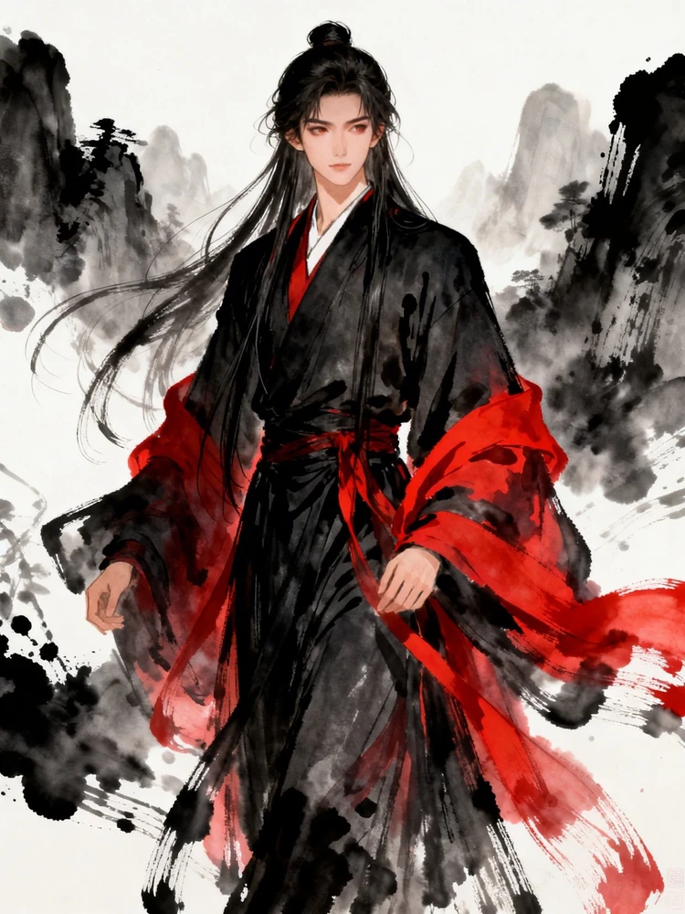 黑红水墨古风人物写真