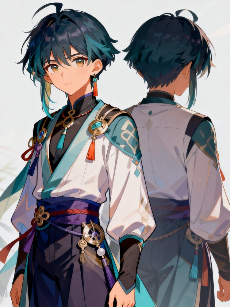 二次元角色正背双视图