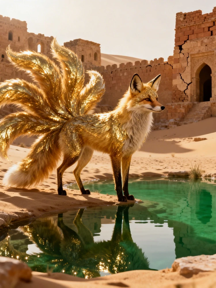 沙漠鎏金九尾狐幻境