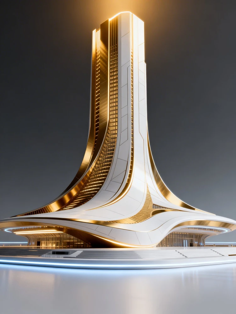 建筑金白未来感海报