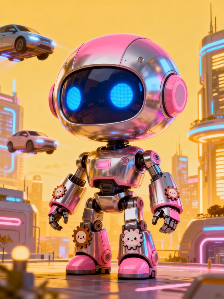 萌系未来机器人插画