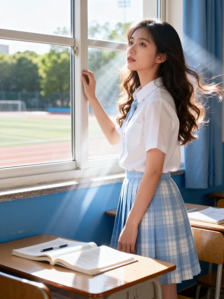 教室窗边氛围少女写真