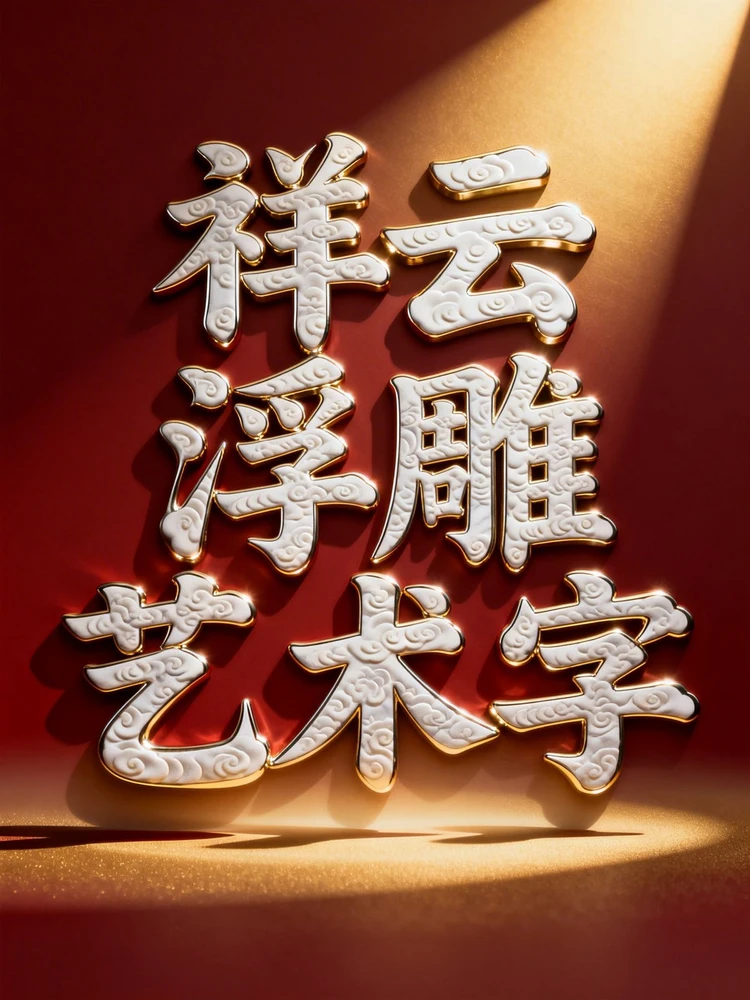 祥云浮雕艺术字