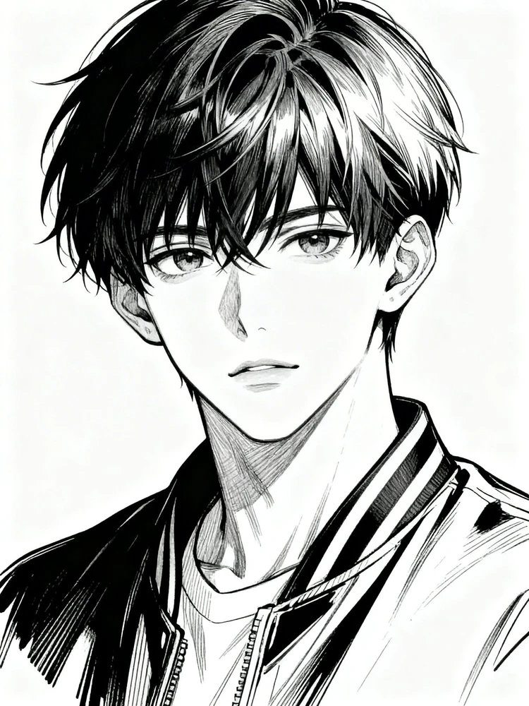 黑白日漫线稿头像