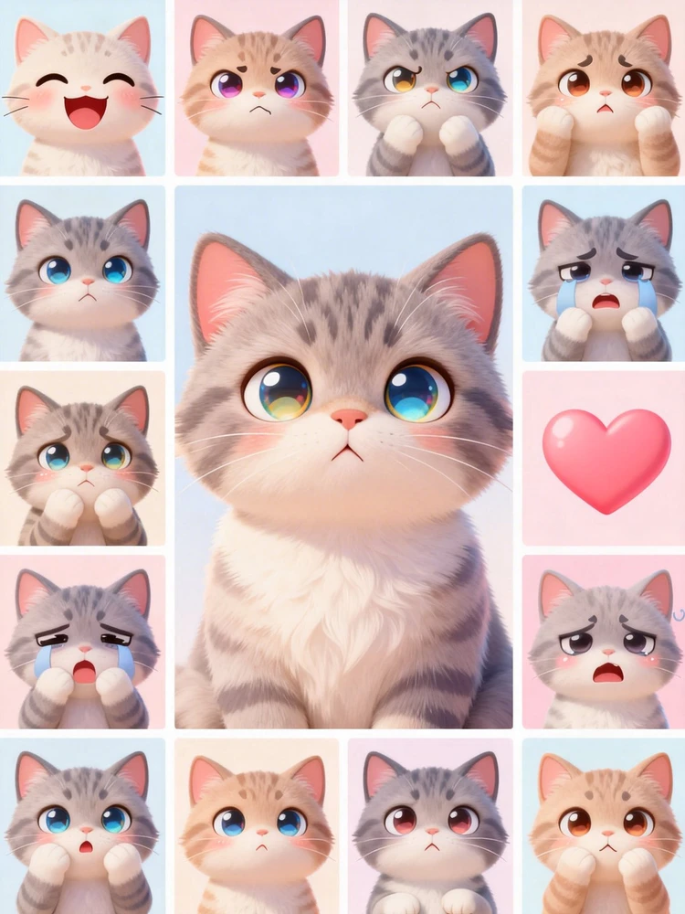 照片变萌猫表情九宫格