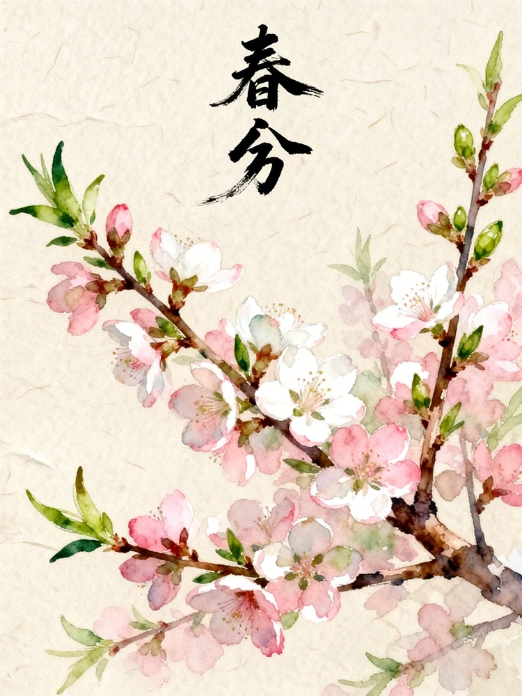 春分国风水彩节气海报