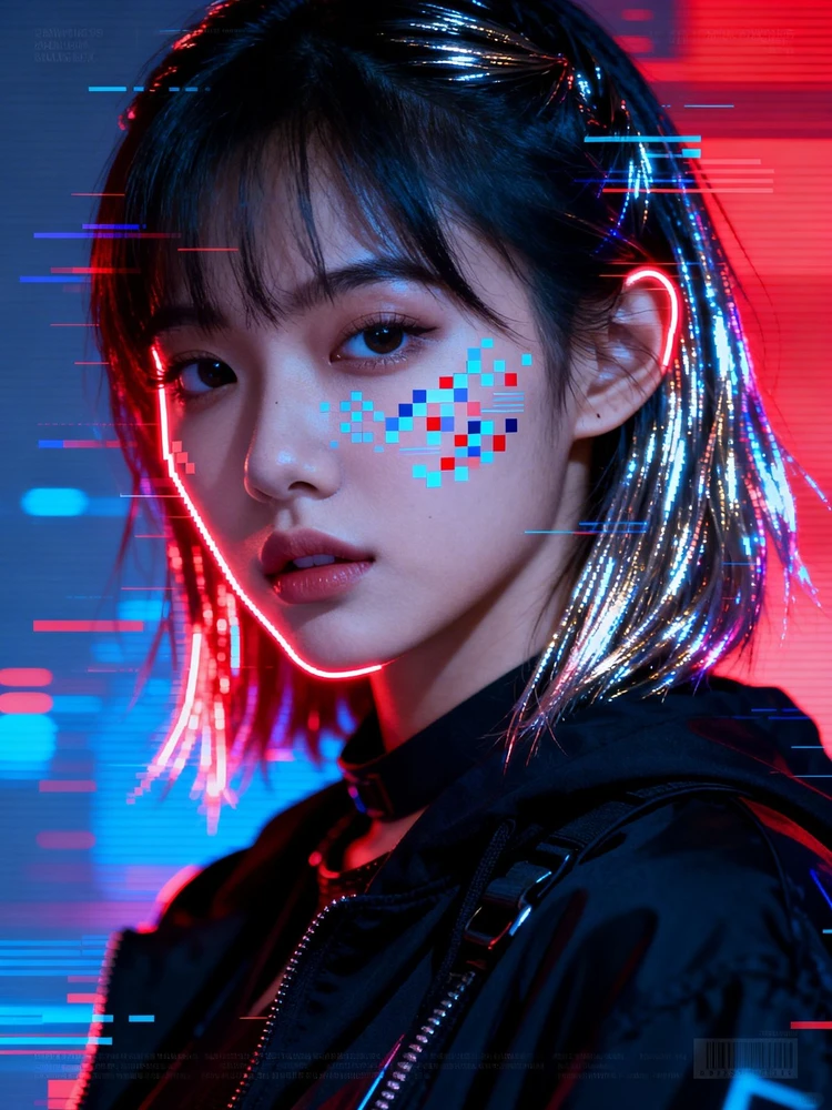 赛博故障酷感少女写真