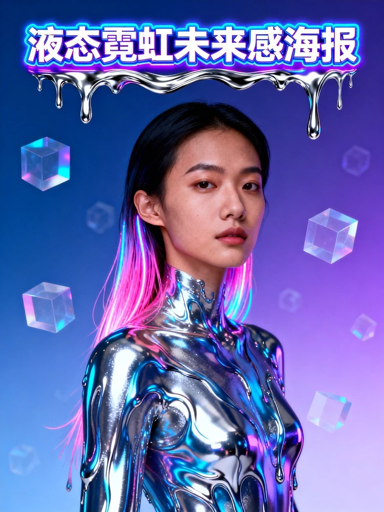 液态霓虹未来感海报