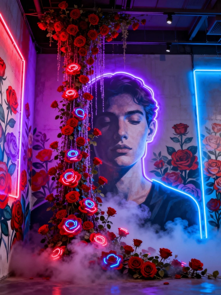 霓虹花墙梦境写真