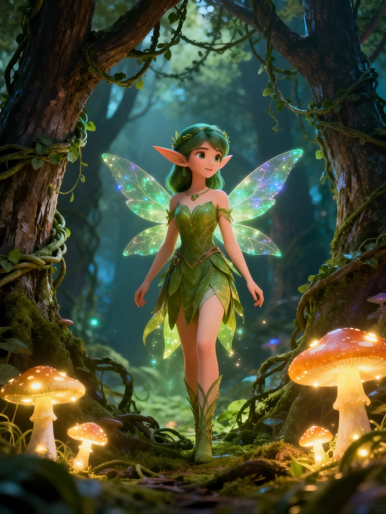 森系精灵角色插画生成