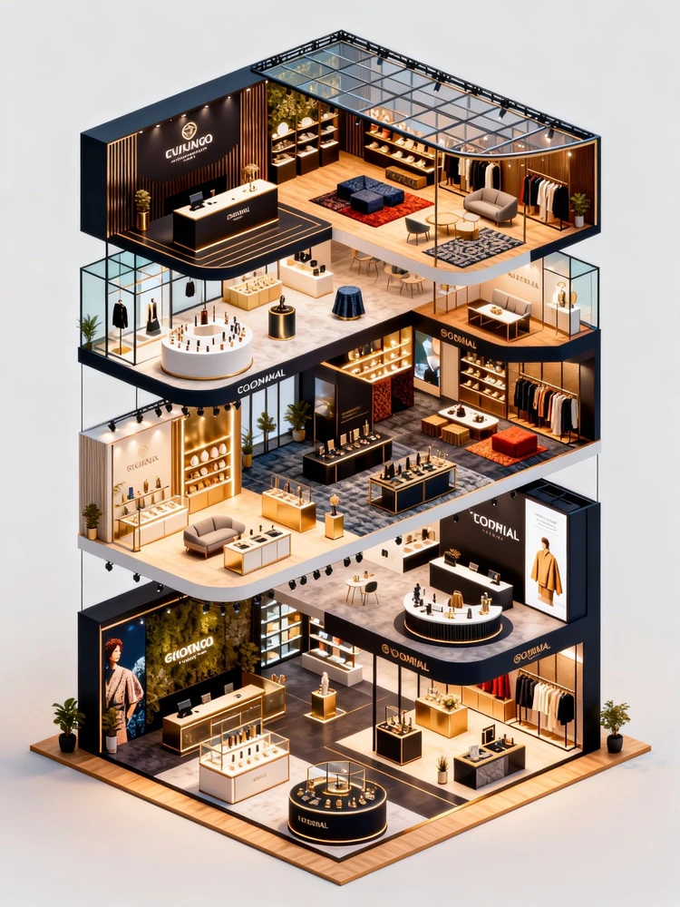 一键生成等距展会全景插画