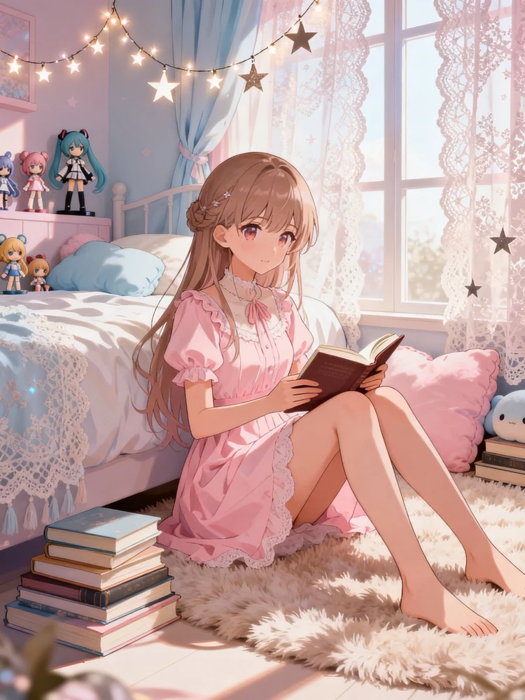 日系梦幻卧室动漫插画