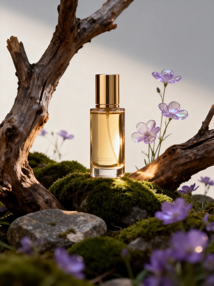 护肤品自然枯木高级场景图