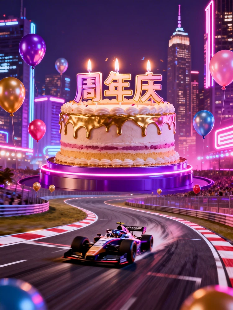 周年庆狂欢赛道海报