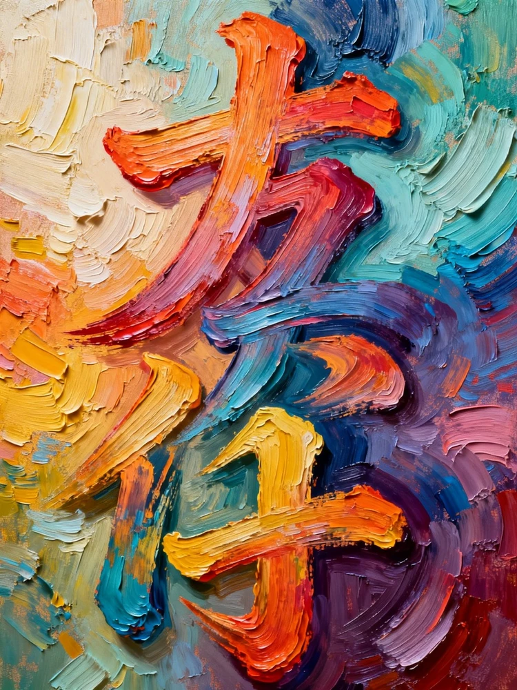 炫彩油彩书法字海报