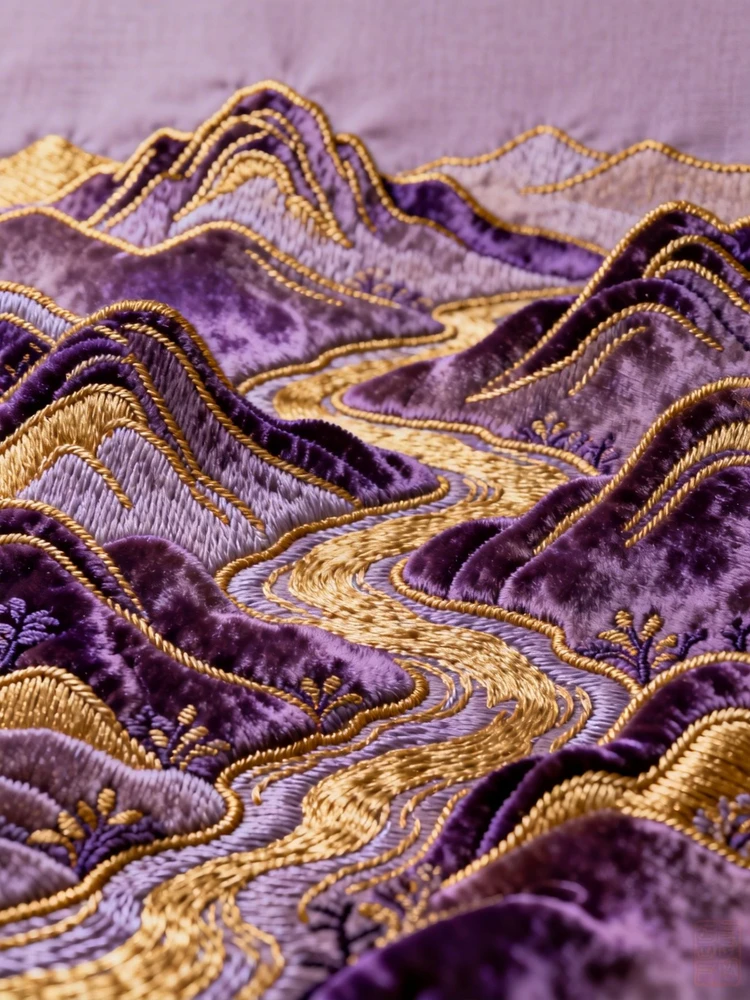 国风刺绣山河艺术照