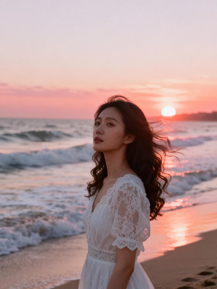 海边落日浪漫时尚写真