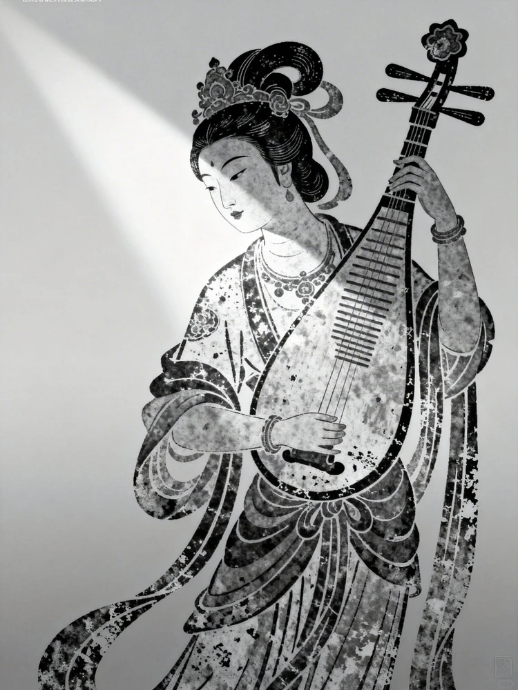 敦煌壁画拓印风照片