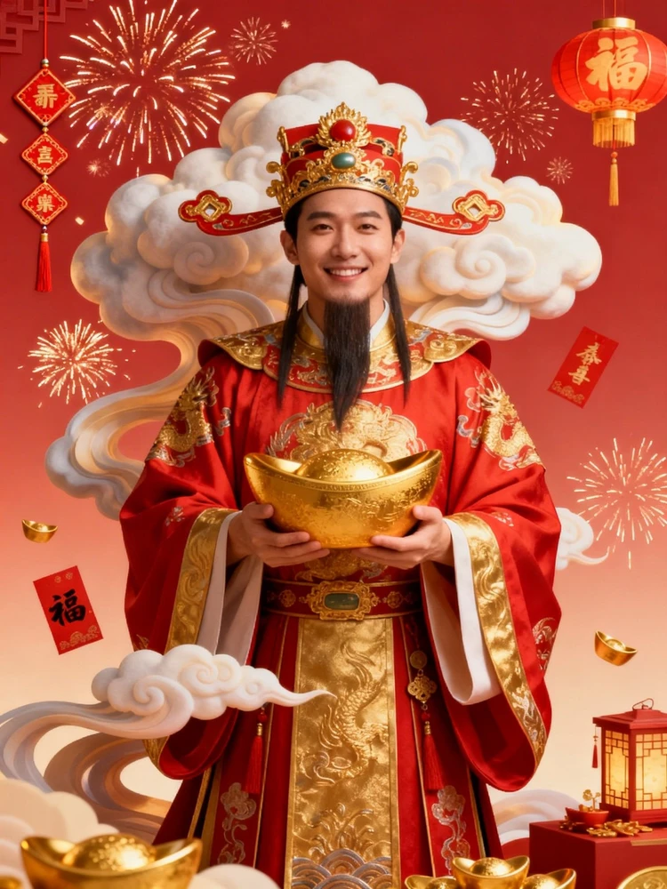 新春财神飞天贺岁海报