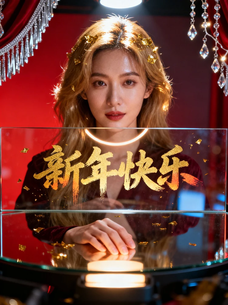 新年镜面手写祝福写真