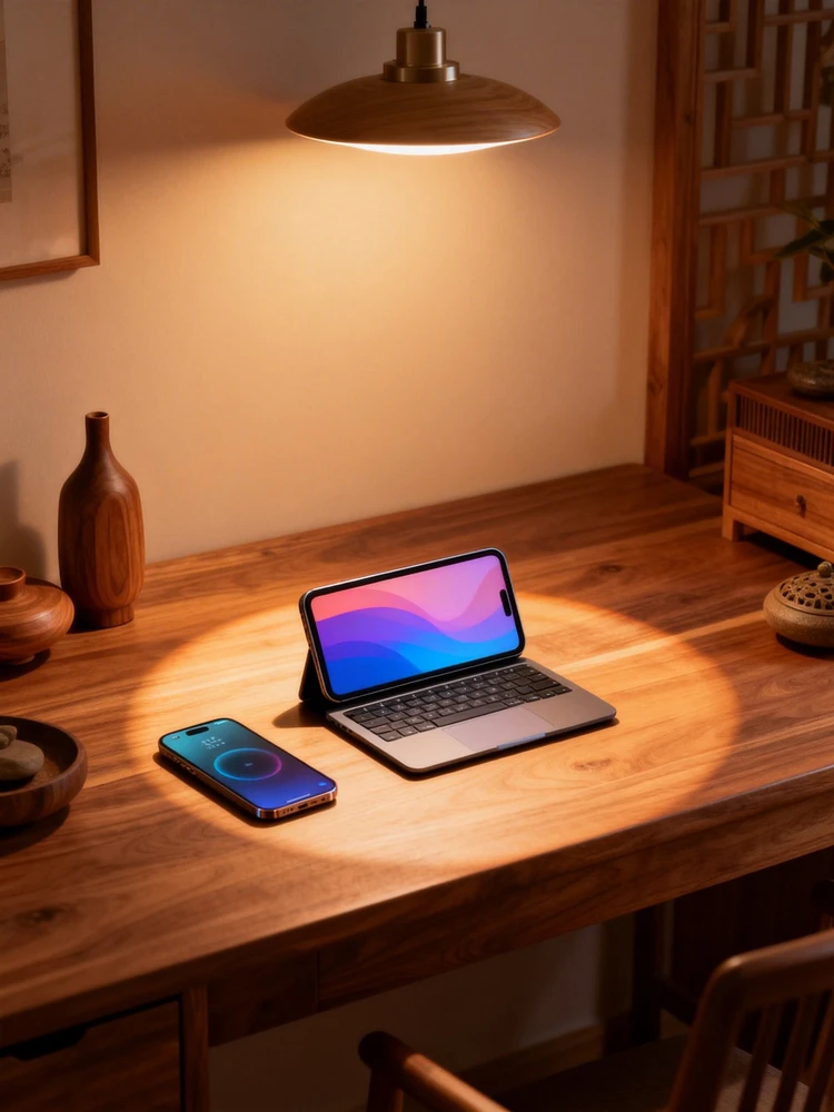 极简暖光数码桌面场景图