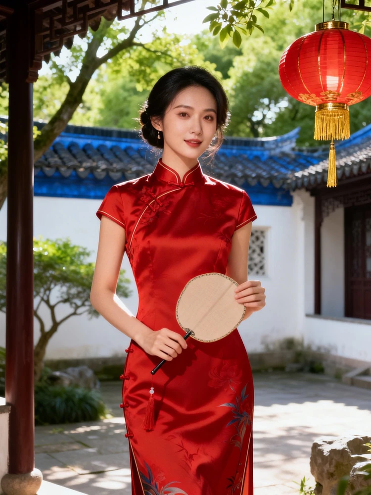 国潮旗袍园林写真